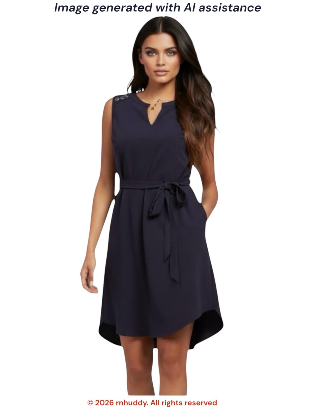 NWT New York & Company L navy button accent shirt dress